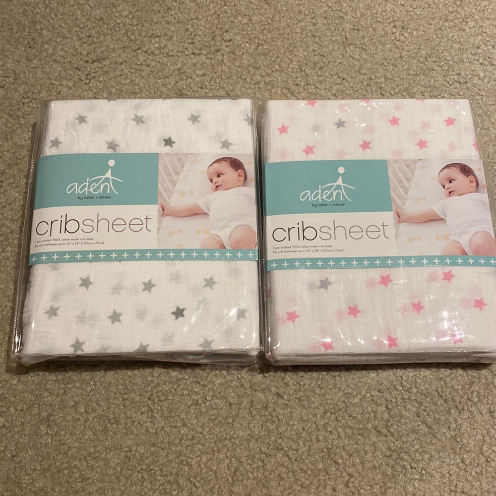 Pair of Aden and Anais crib sheet. Brand new